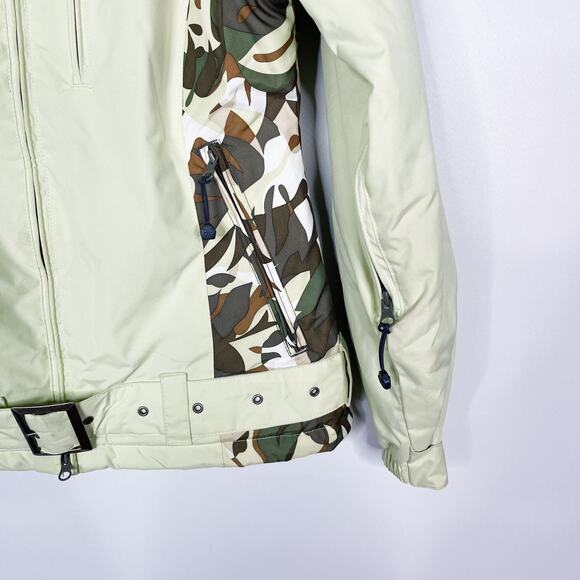 e408 Womens Medium M Pale Green Vixen Ski Jacket Snowboarding Floral Camo Print - Picture 5 of 16